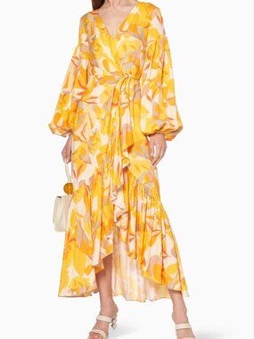 chinese dress ladies PRINTED RUFFLED LACE MAXI DRESS main image 0
